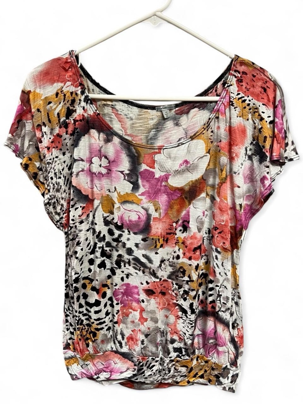 Vintage Charlotte Russe Animal Print Floral Top Size Medium 90’s Y2K
